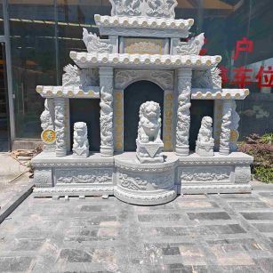武威芝麻白中国黑石材套墓 花岗岩墓碑